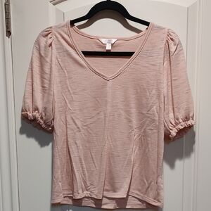 LC Lauren Conrad Soft Pink V-Neck Blouse